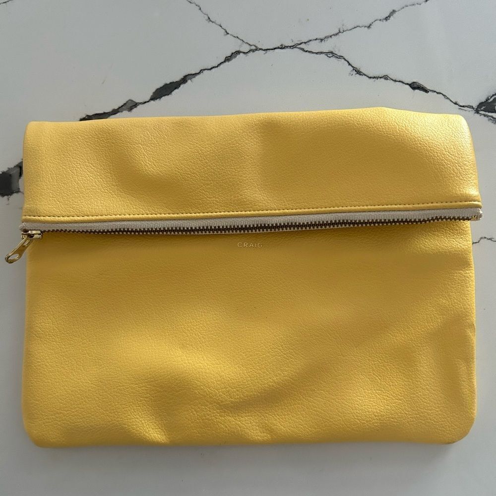 Craig soft yellow leather clutch